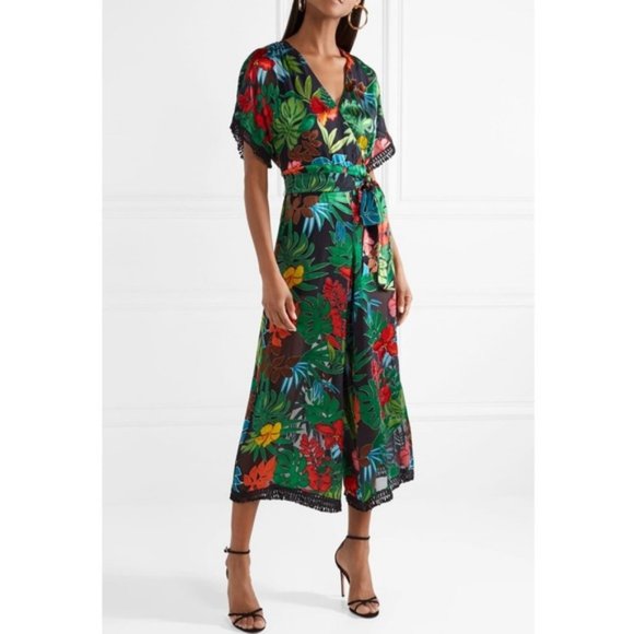 Alice & Olivia Kasia Palm Leaf Devore Jumpsuit 2 - Picture 3 of 16